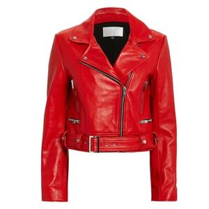 THE MIGHTY COMPANY The Ripley Red Leather Jacket, Sz Small